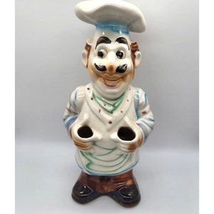 Vintage Hi Mark Chef Hand Painted Utensil Holder 4 Opening Friends 12" Tall